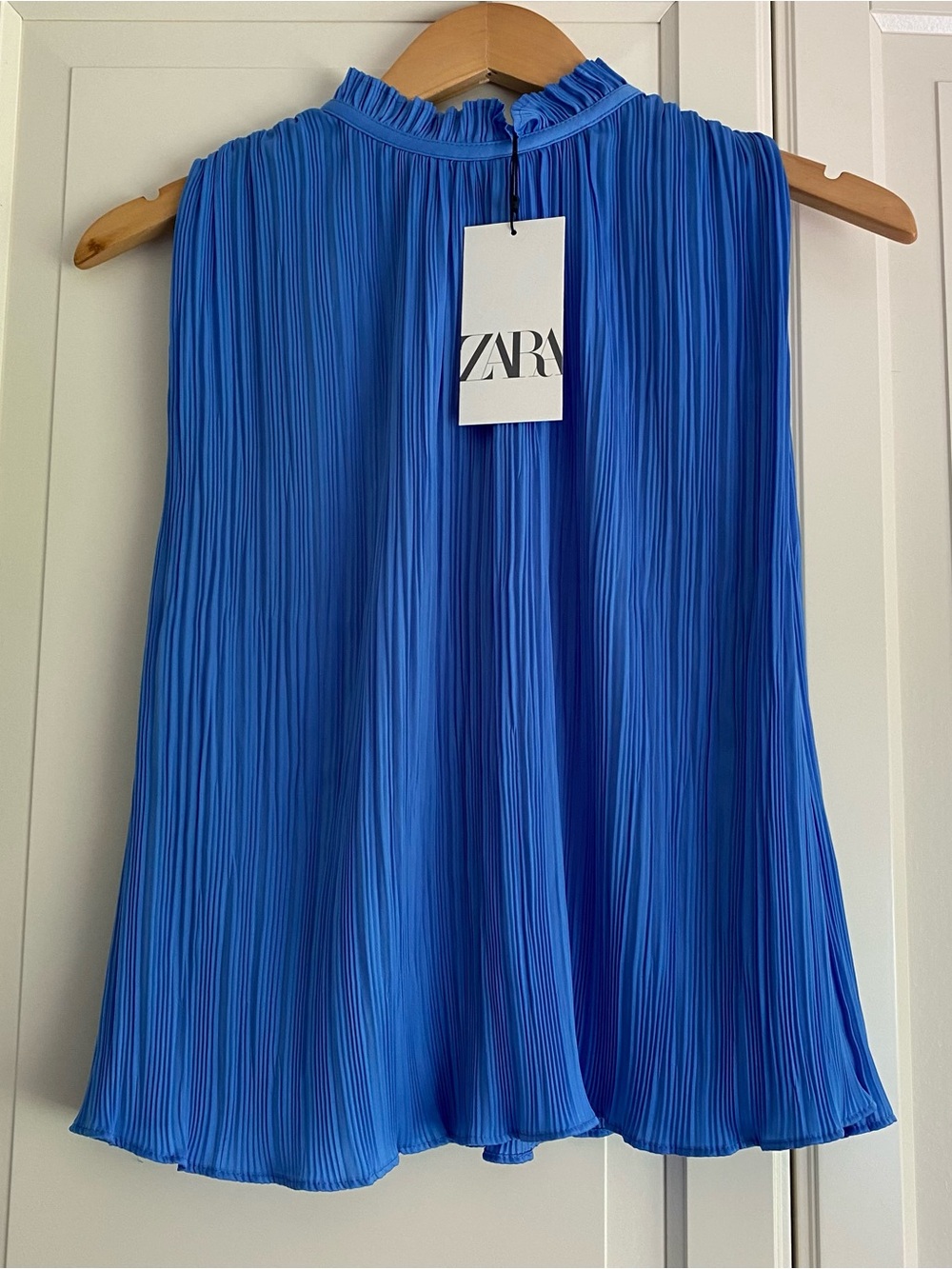 Zara Blue Plisse Blouse